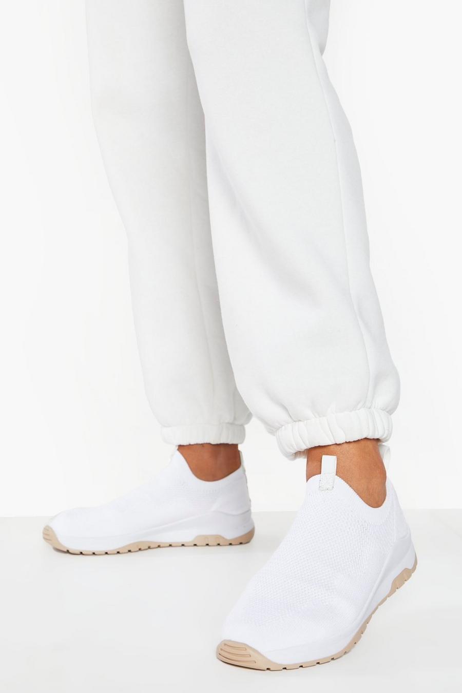 Zapatillas deportivas estilo calcetín con detalle de etiqueta, White blanco image number 1
