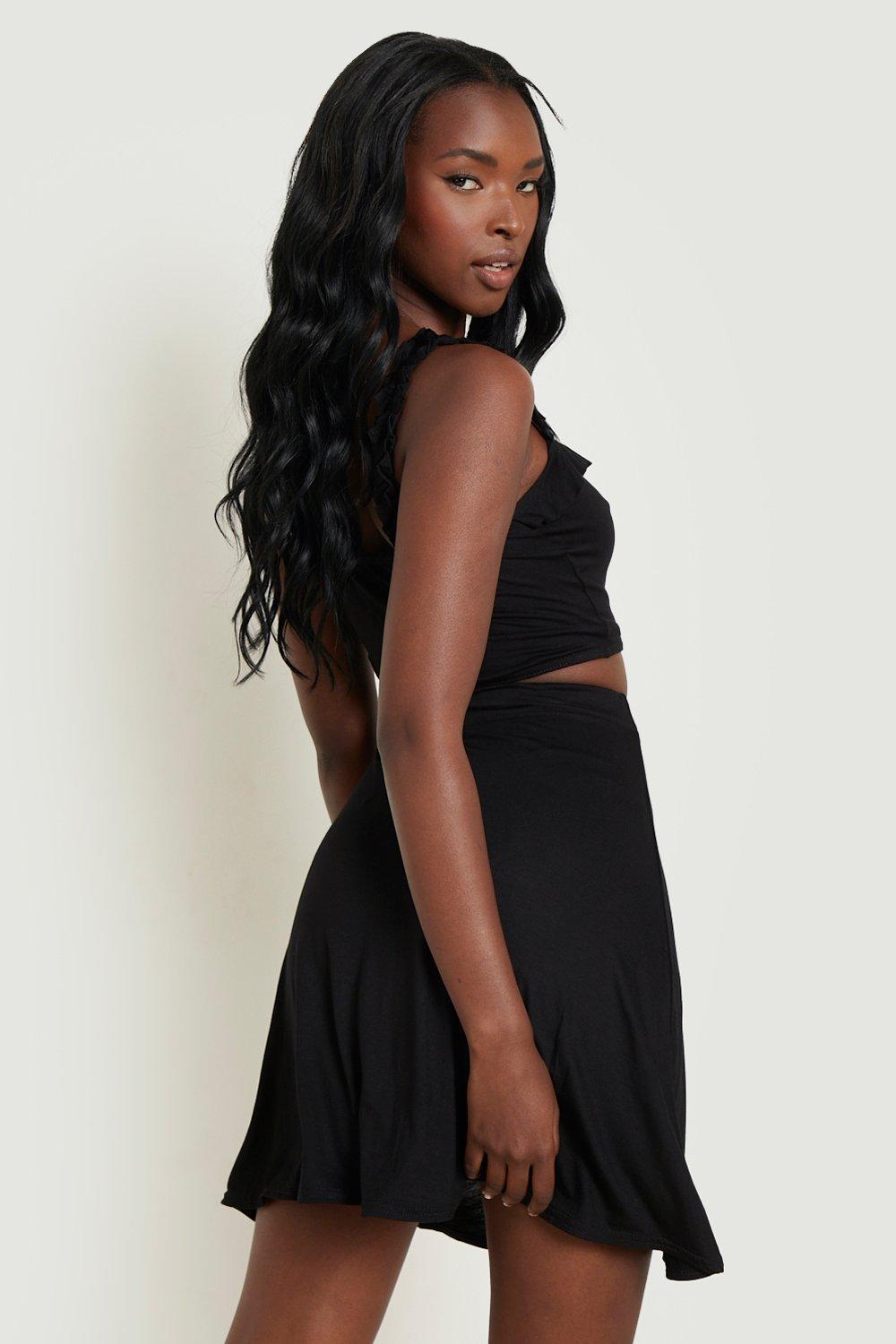 Black ruffle front skirt best sale