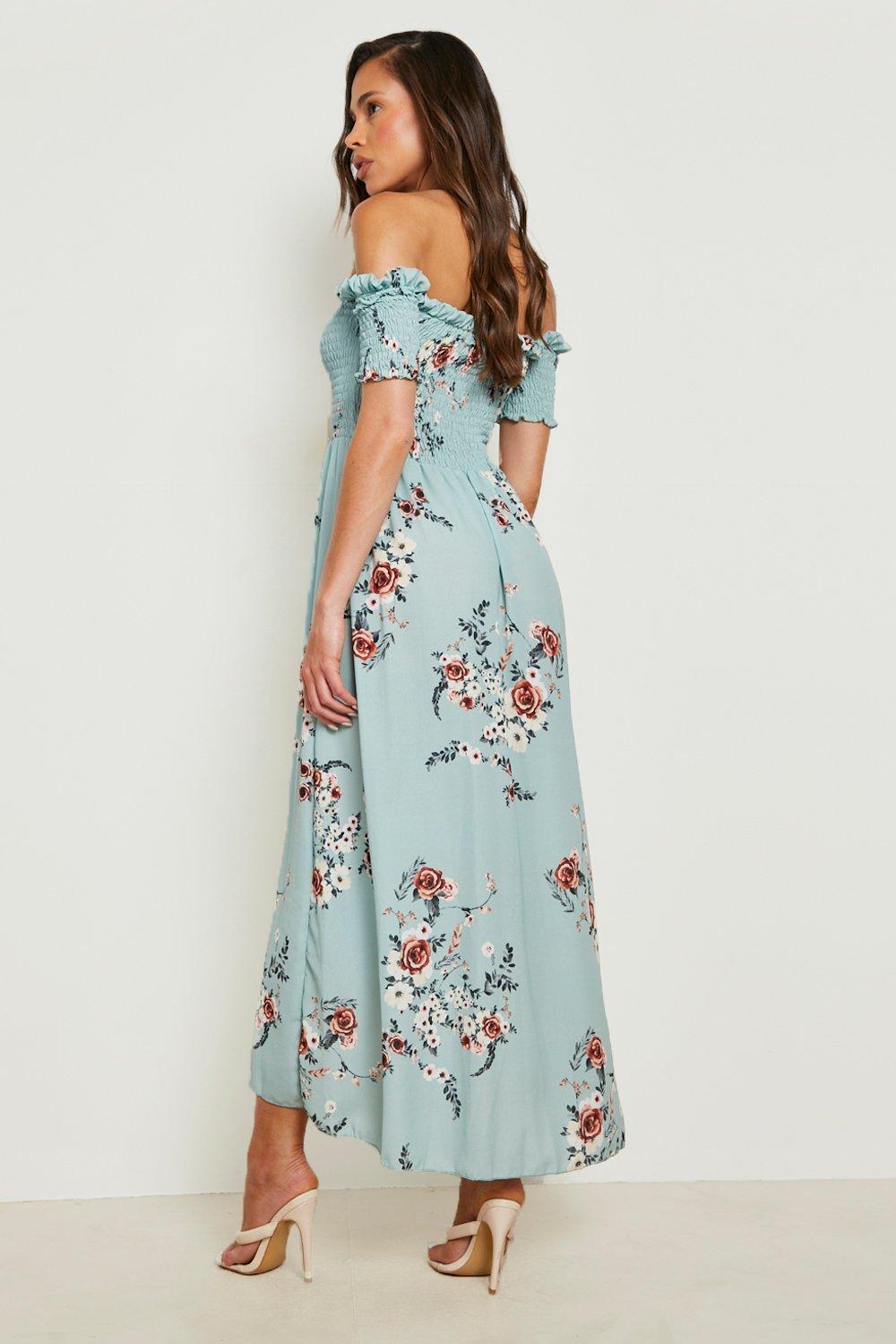 Floral off the 2025 shoulder maxi dress