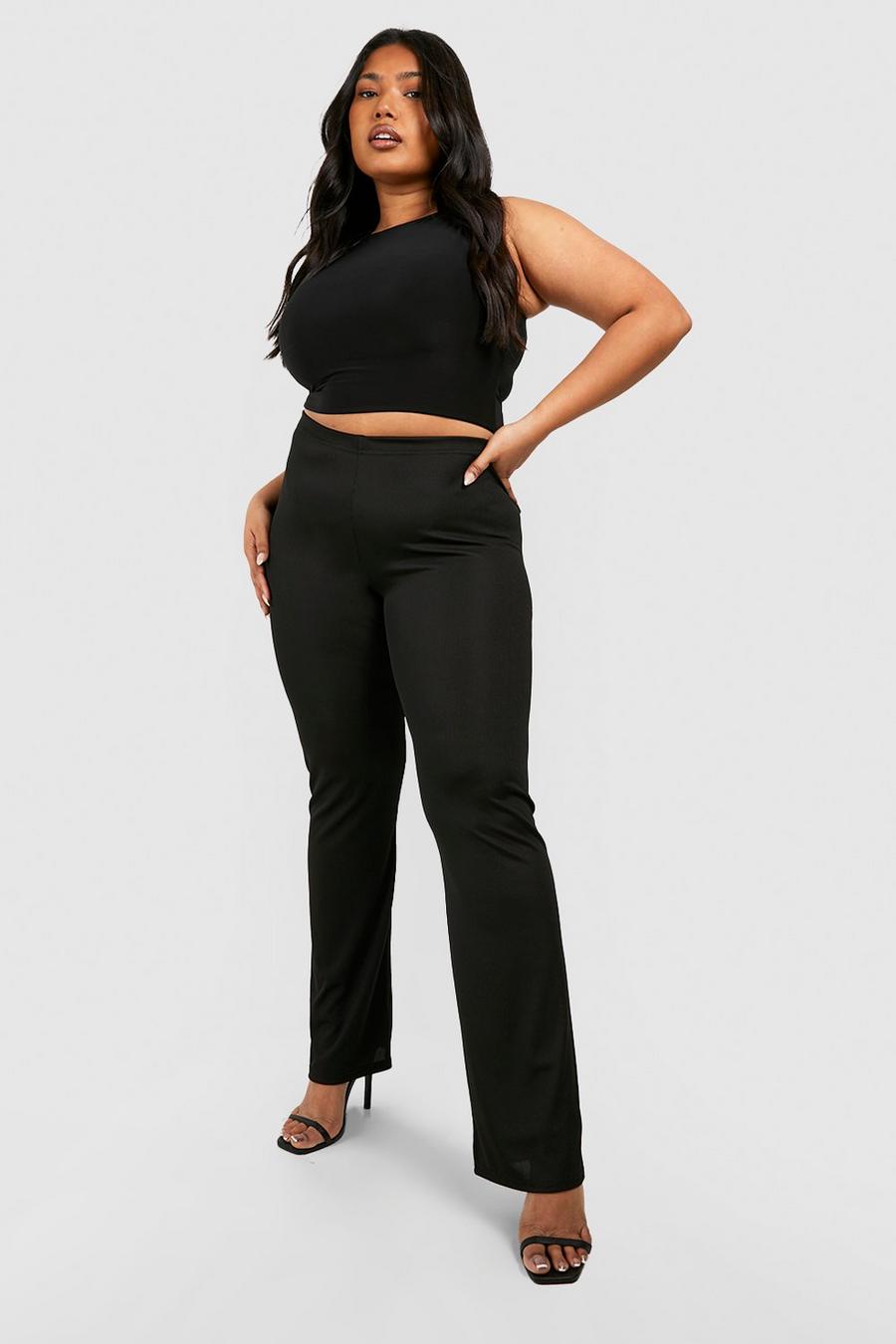 Black Plus High Waist Flare Trousers image number 1