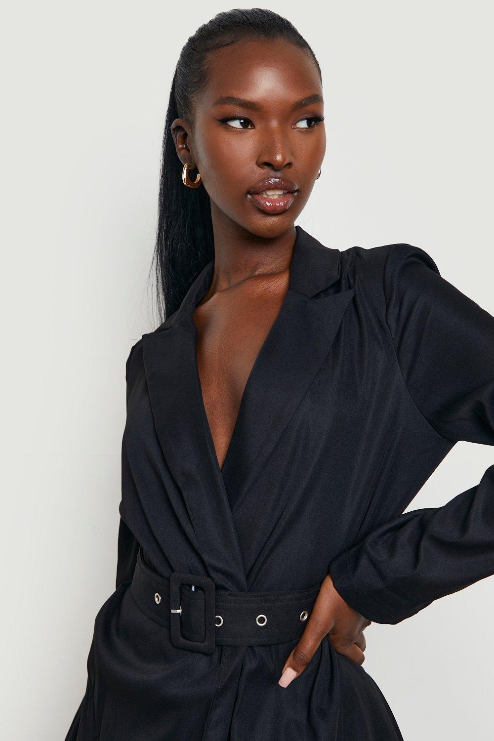 Black belted store blazer dress