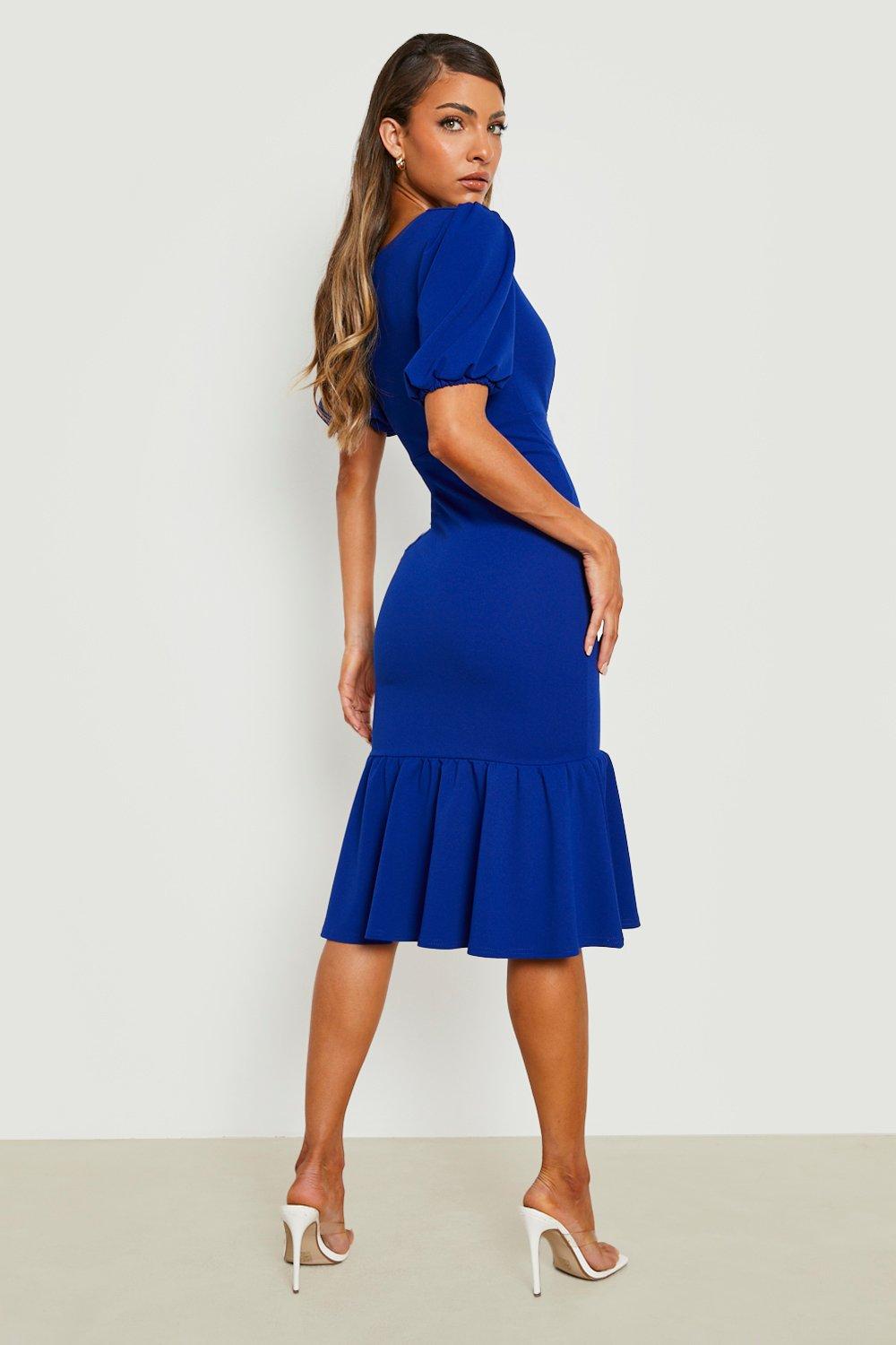 Mode Jurken Peplum jurken Boohoo Peplum jurk blauw elegant 