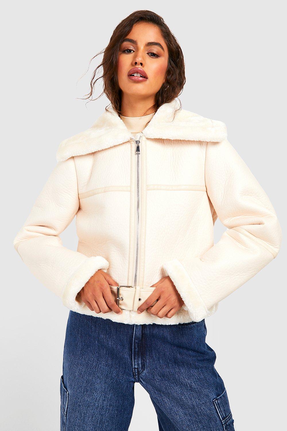 Pu aviator jacket womens best sale