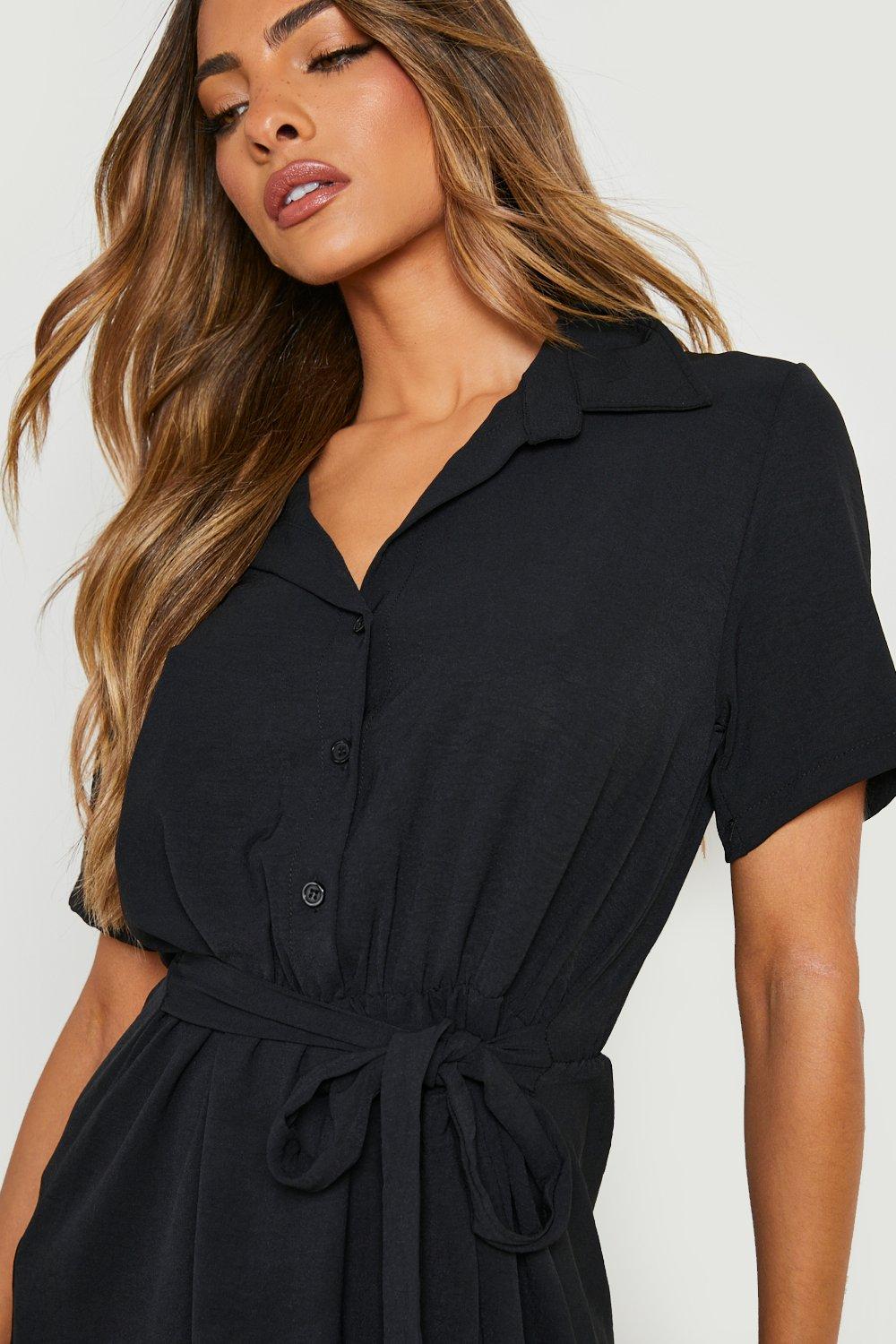 Black tie waist shirt clearance dress