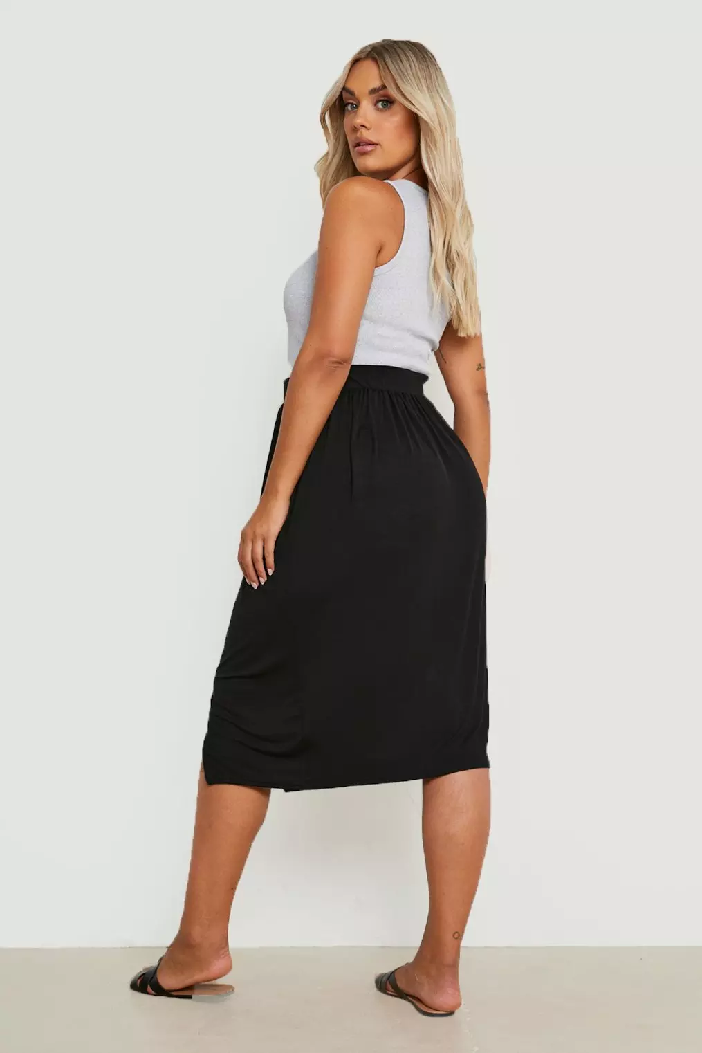 Jersey wrap 2025 midi skirt