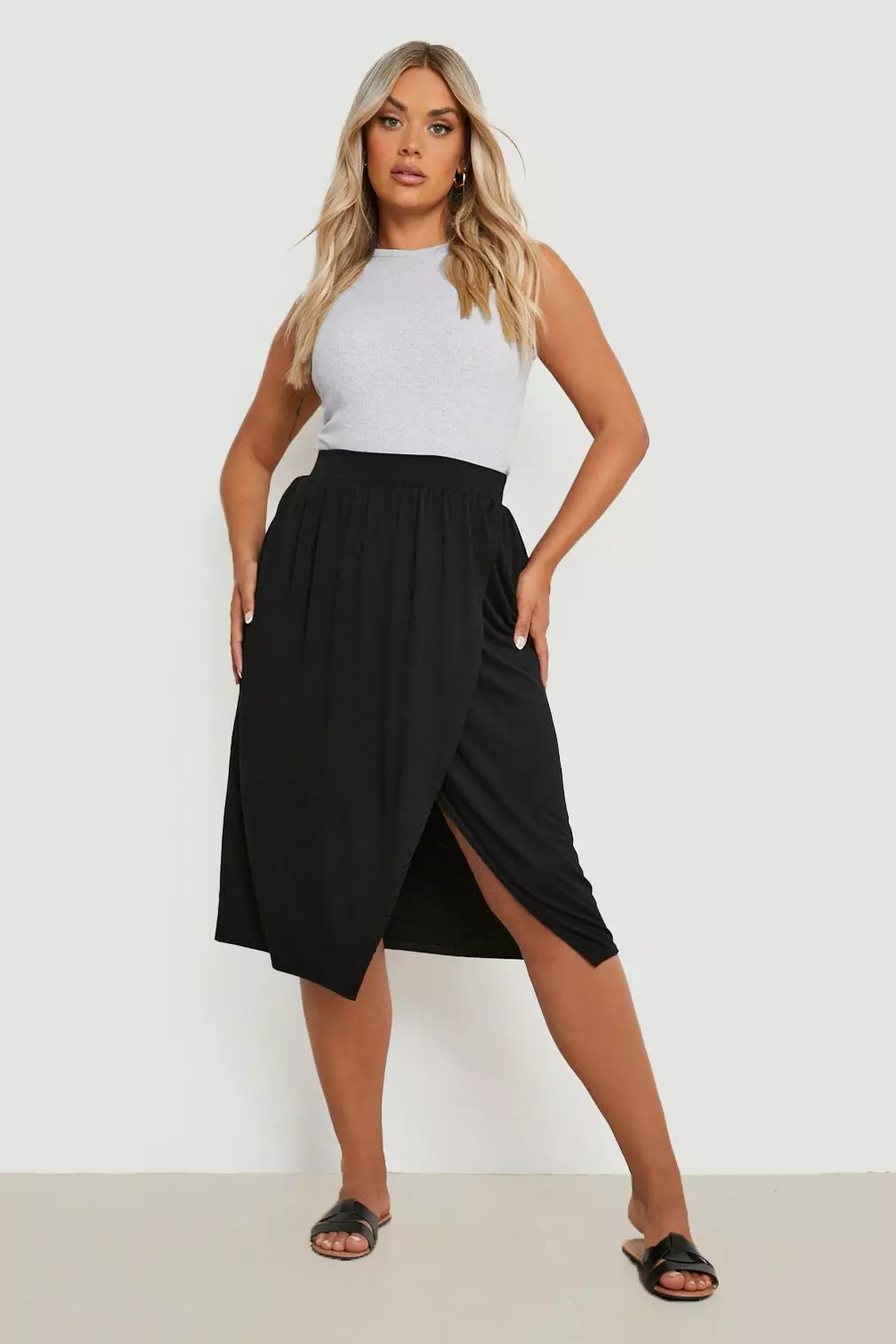 Jersey wrap shop midi skirt