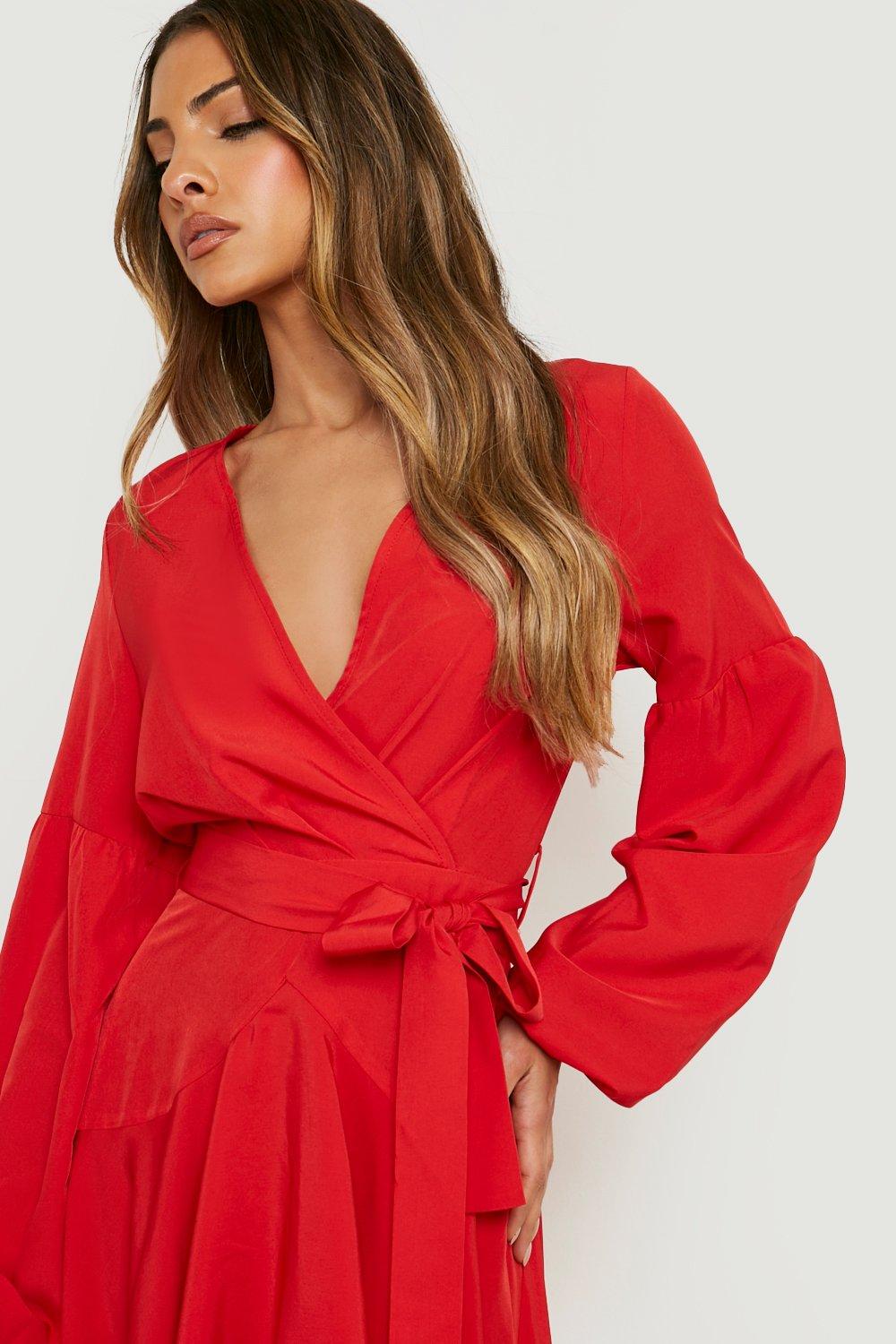 Boat Neck Tie Waist Midi Dress