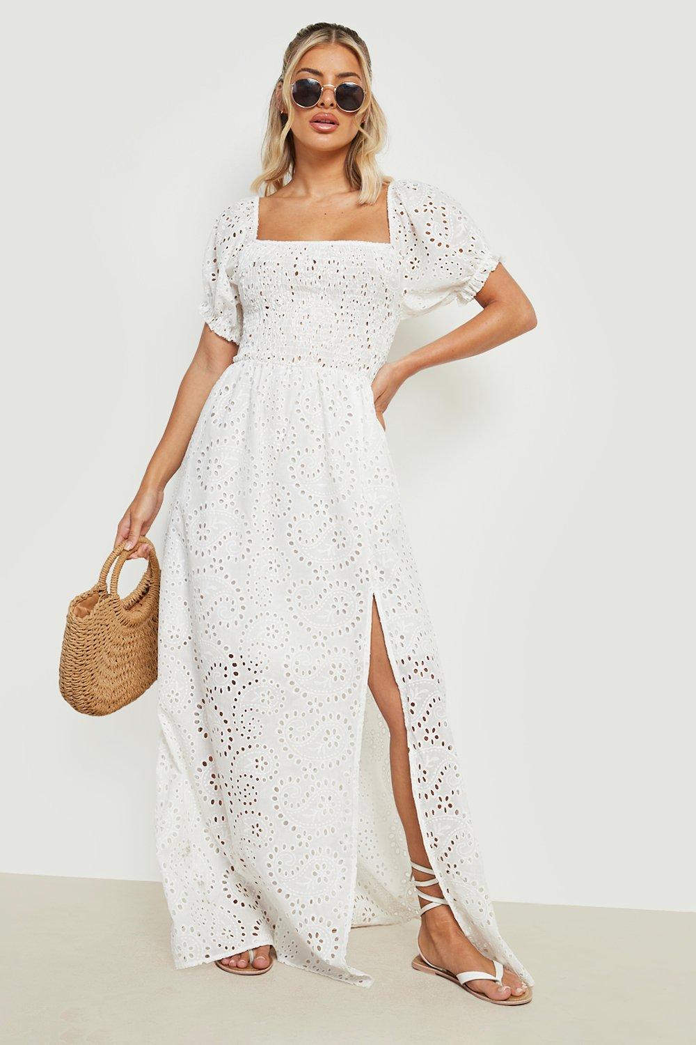 20+ White Puff Sleeve Maxi Dress