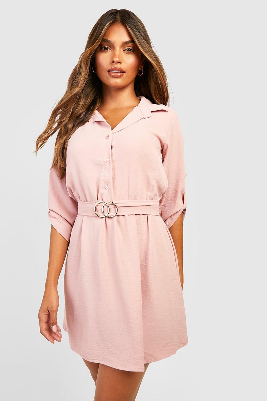 Hot pink Belted Shirt Dress image number 1