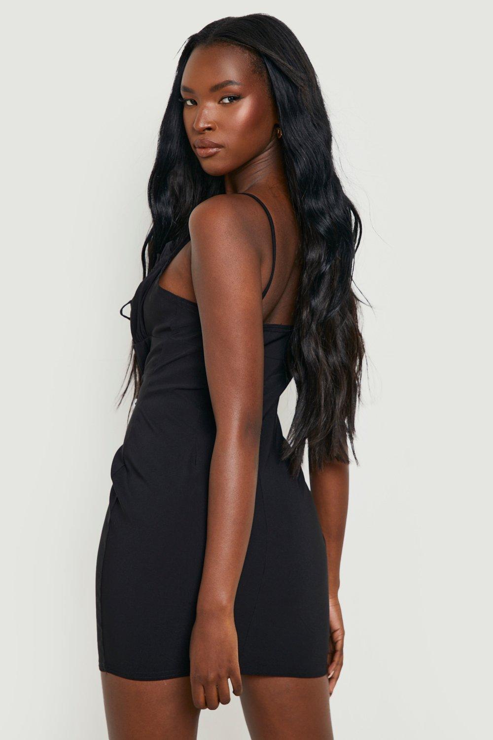 boohoo black strappy dress