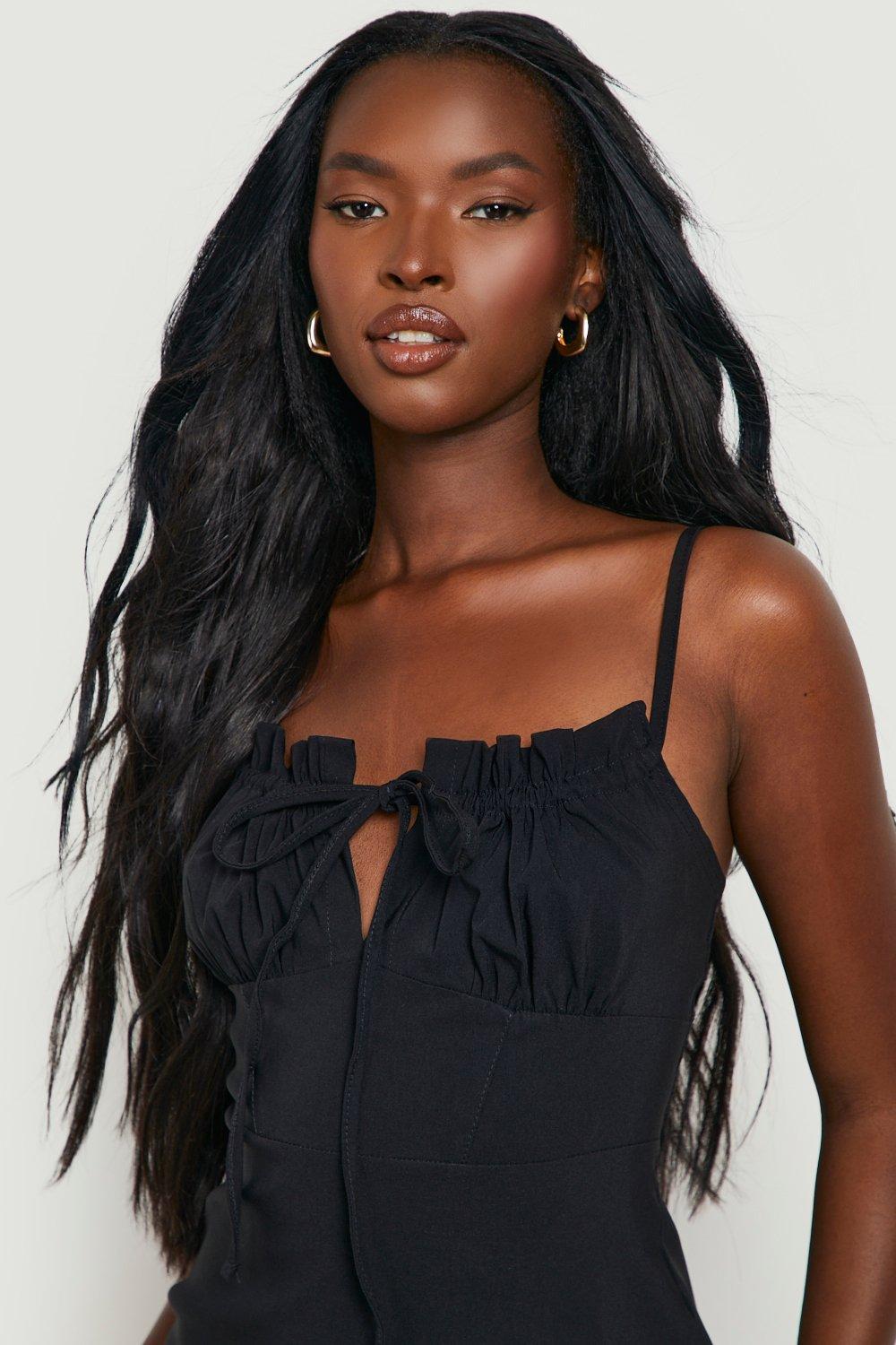 Boohoo black strappy on sale dress