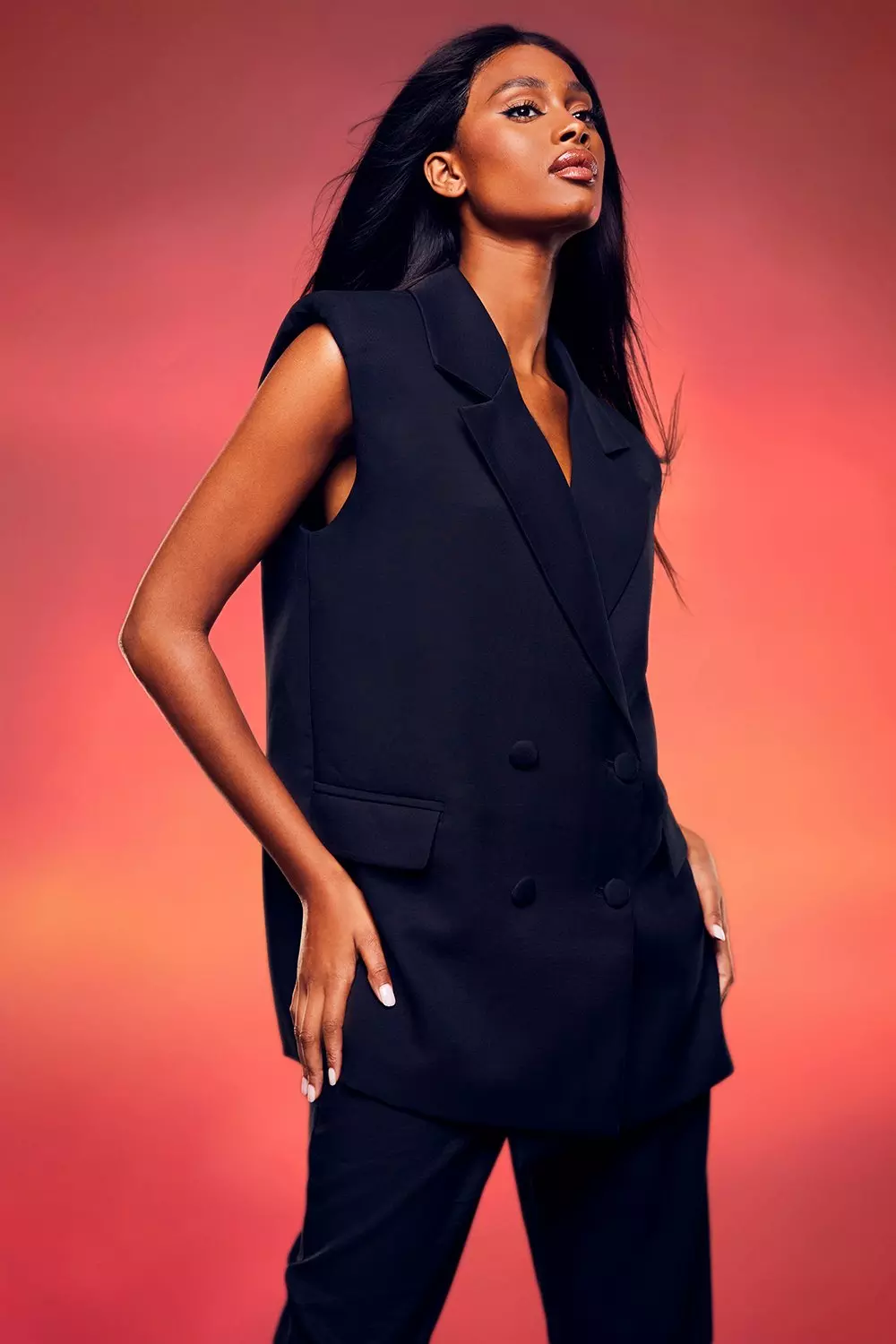 Black Premium Relaxed Fit Structured Blazer alternative image