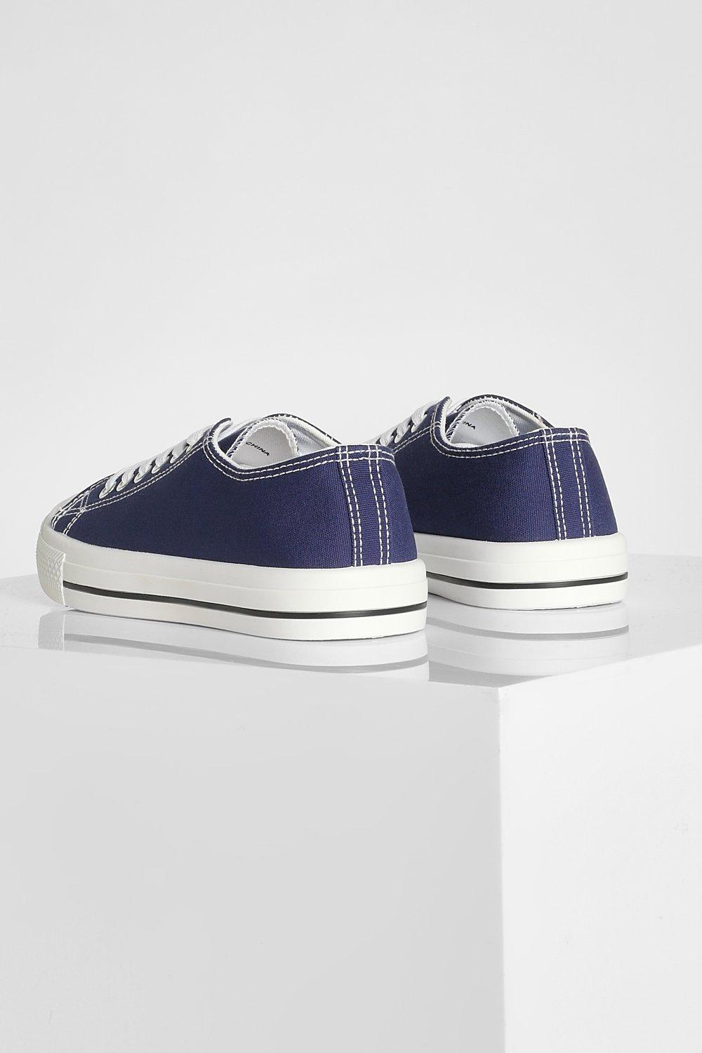 Wide Fit Low Top Canvas Sneakers boohoo AU