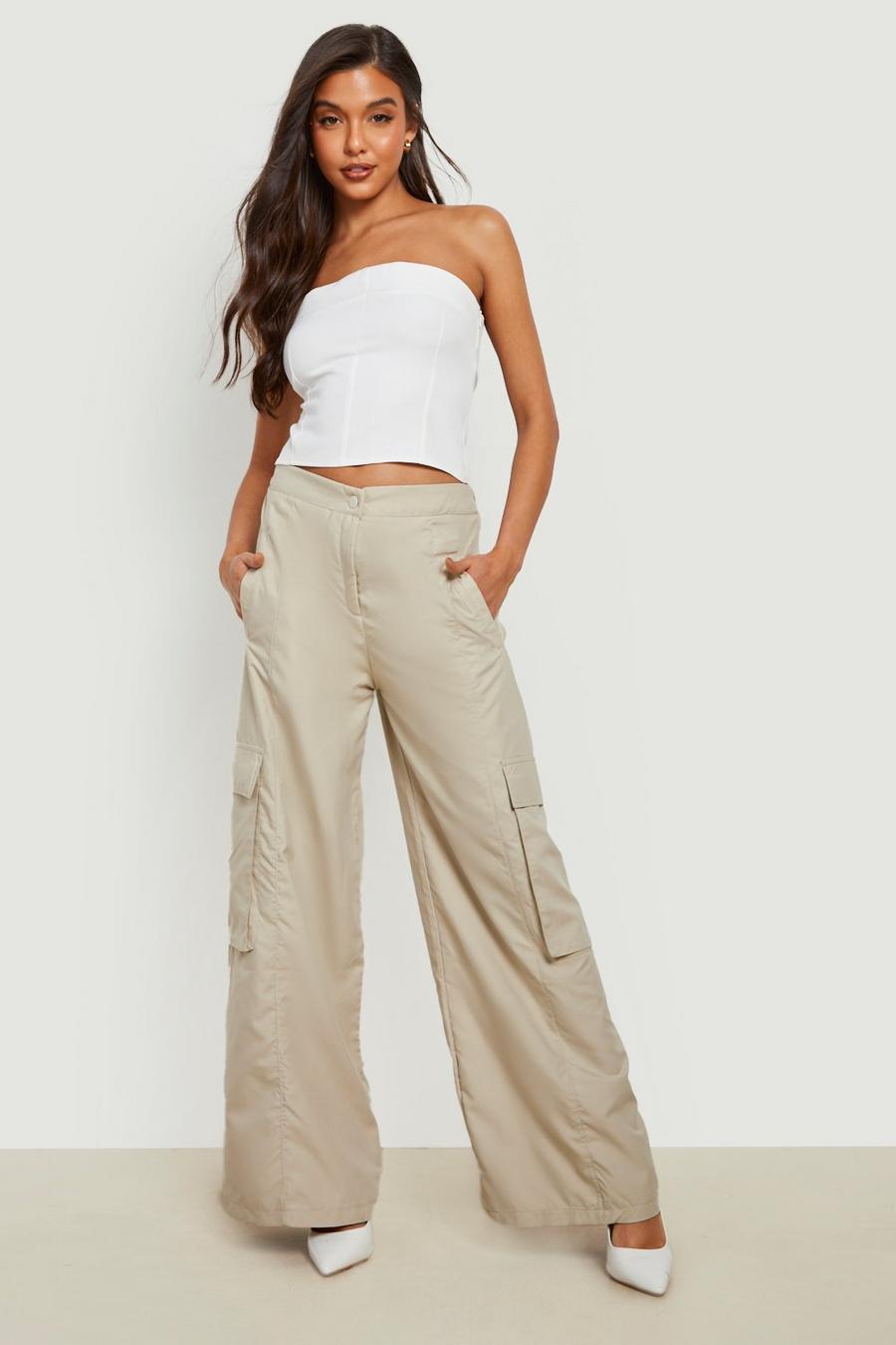 Sand Wide Leg Cargo Trousers image number 1