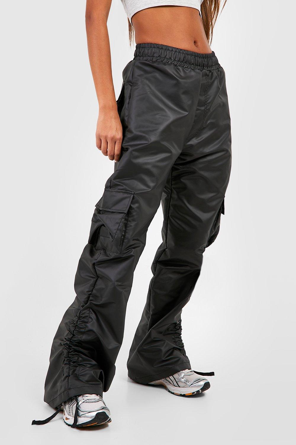 Ruched Hem Pocket Wide Leg Cargos