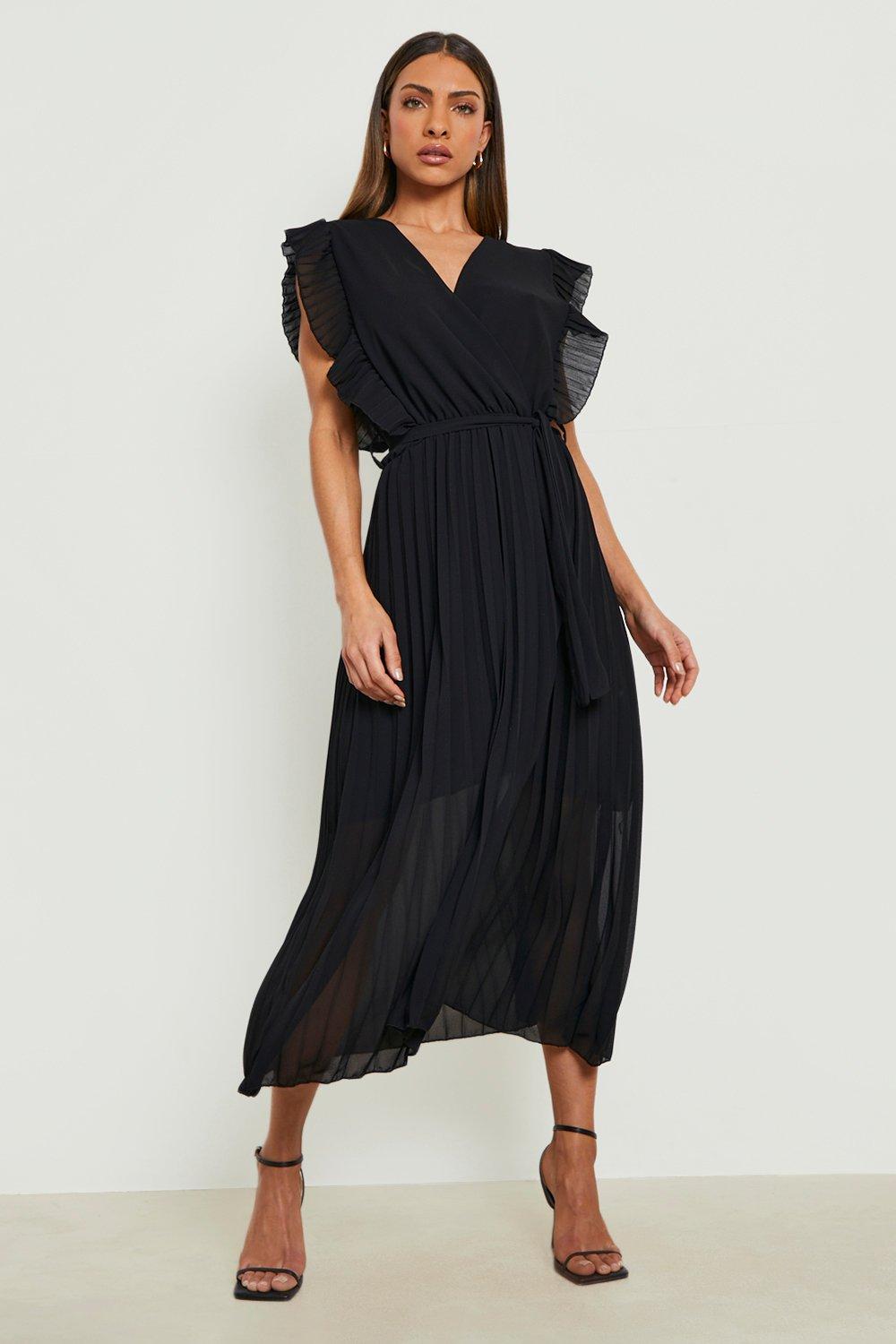 Belted wrap front store midi dress