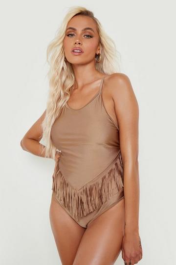 Fringe Longline Bikini Set bronze