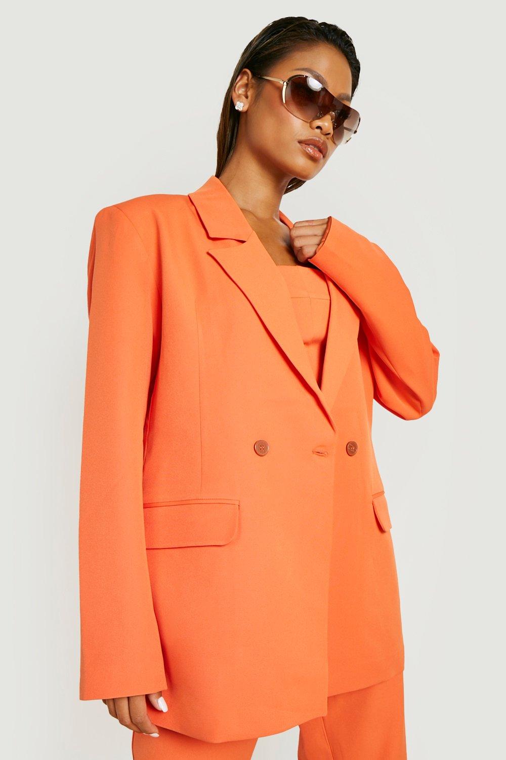 Orange Oversized Double Breast Blazer