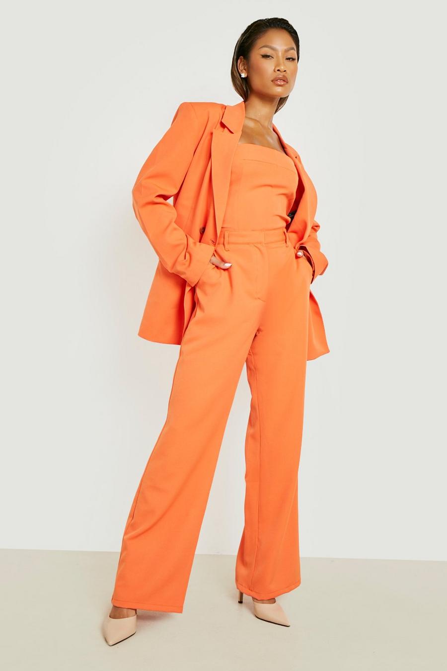 Orange Kostymbyxor med raka ben