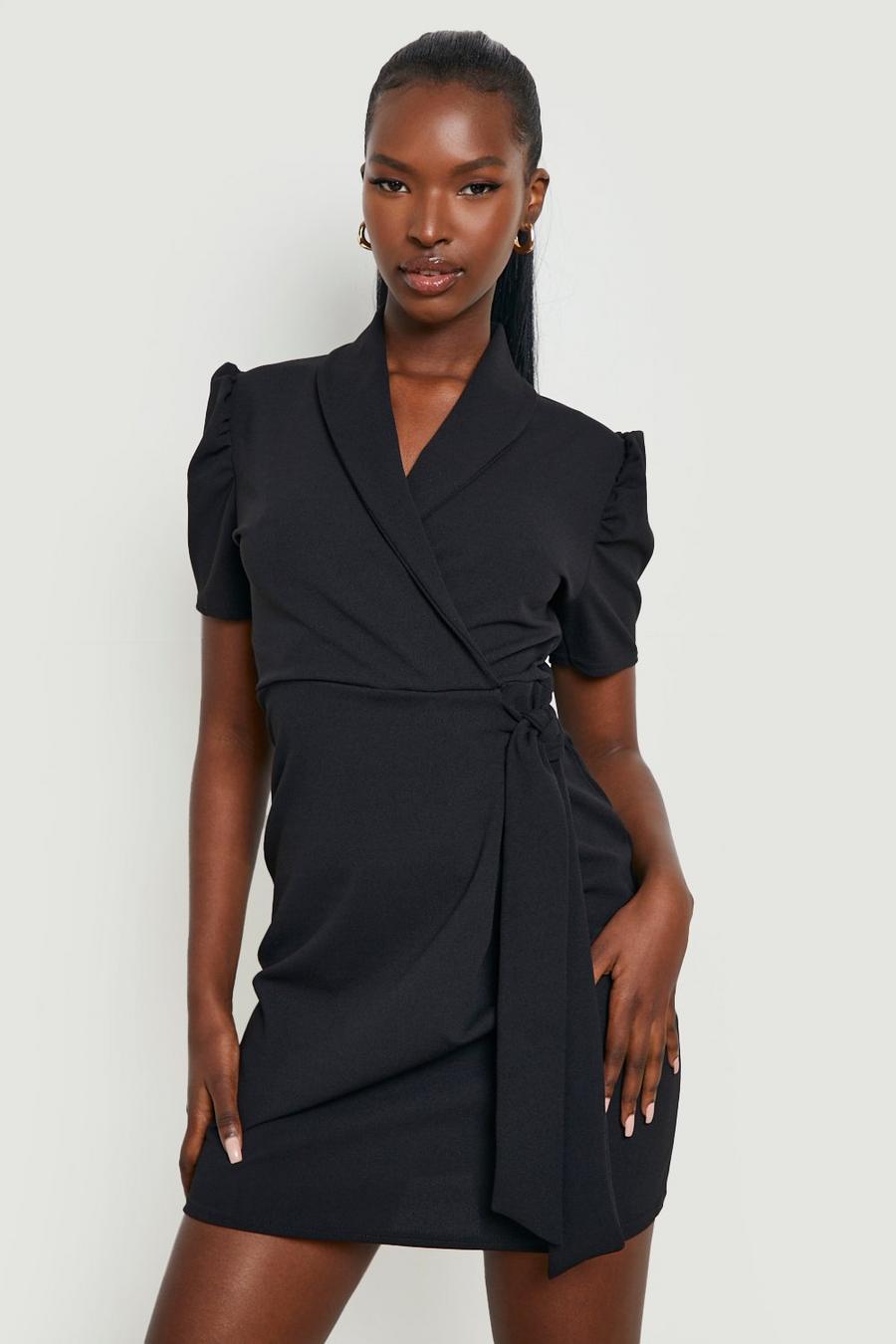 Black Skjortklänning med puffärm och bälte image number 1