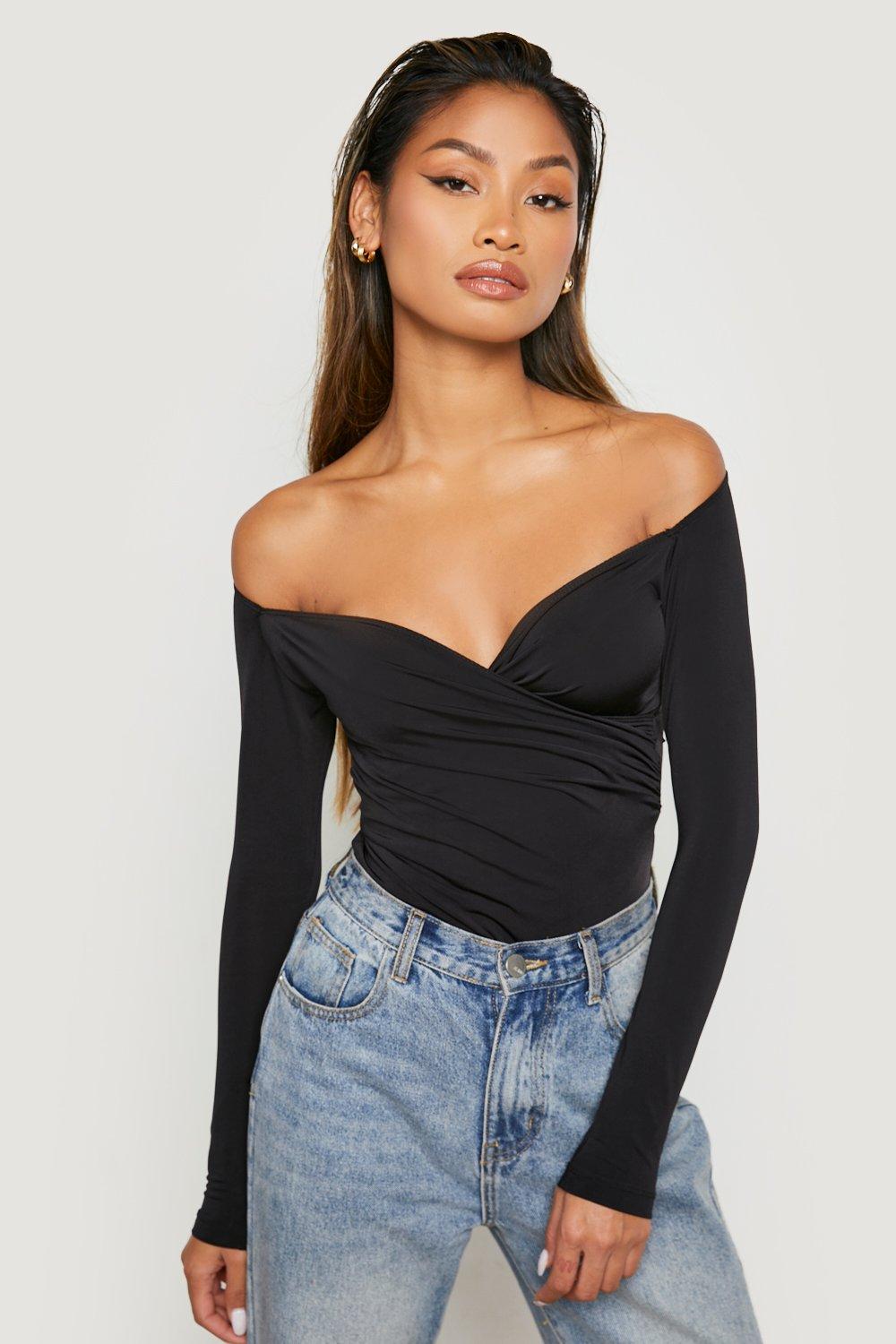 black off the shoulder body suit