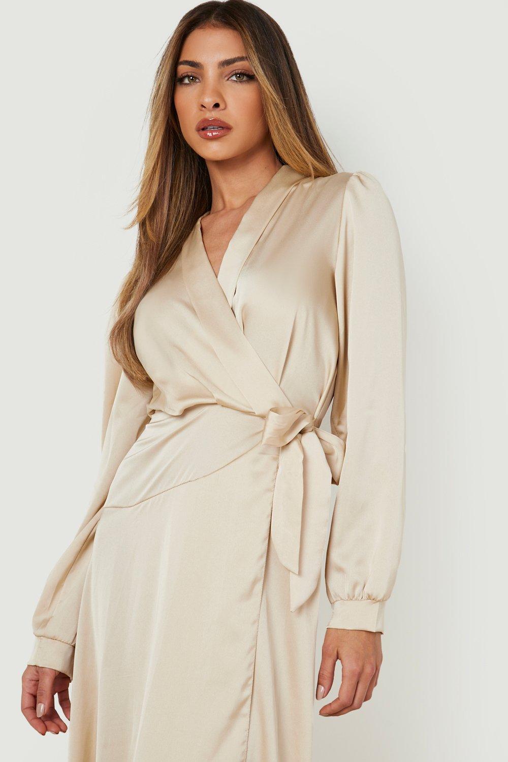 Boohoo satin outlet wrap dress