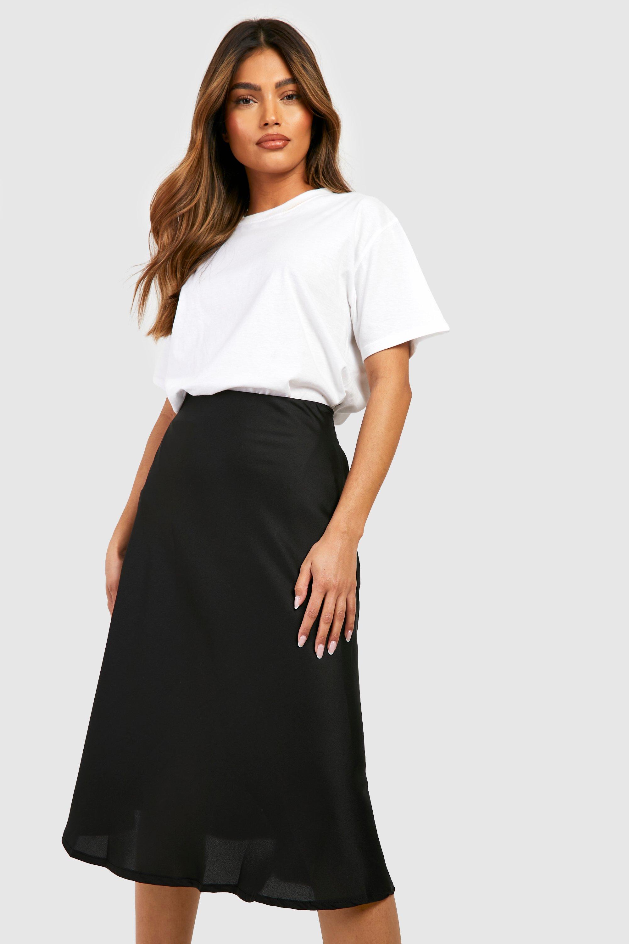 Satin Bias Midi Slip Skirt