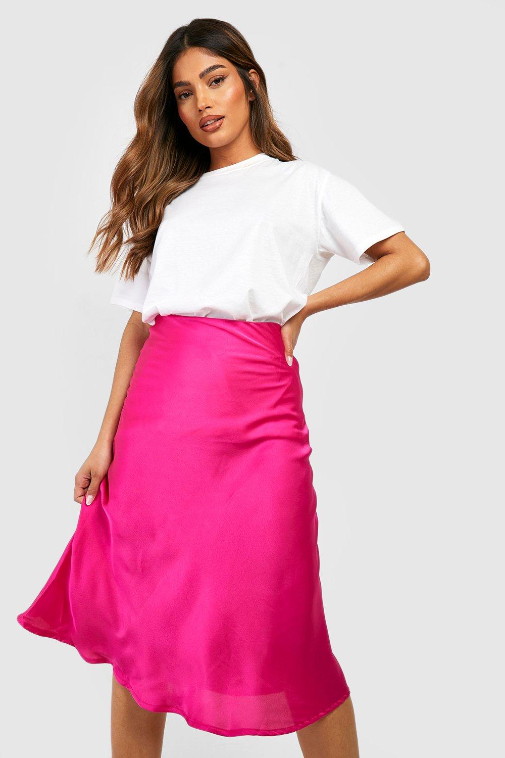 Satin midi shop skirt boohoo