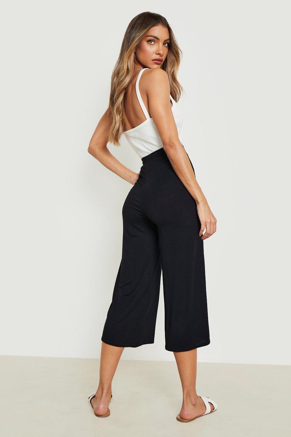 Women's Basic Jersey Wide Leg Culotte Trousers