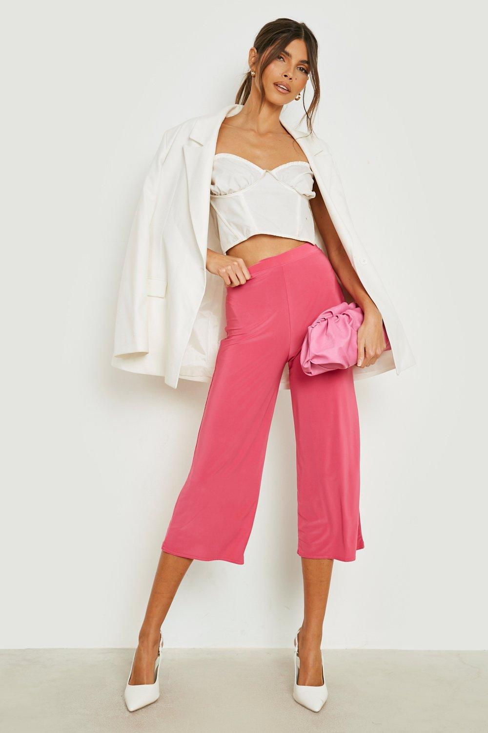 pink culotte trousers