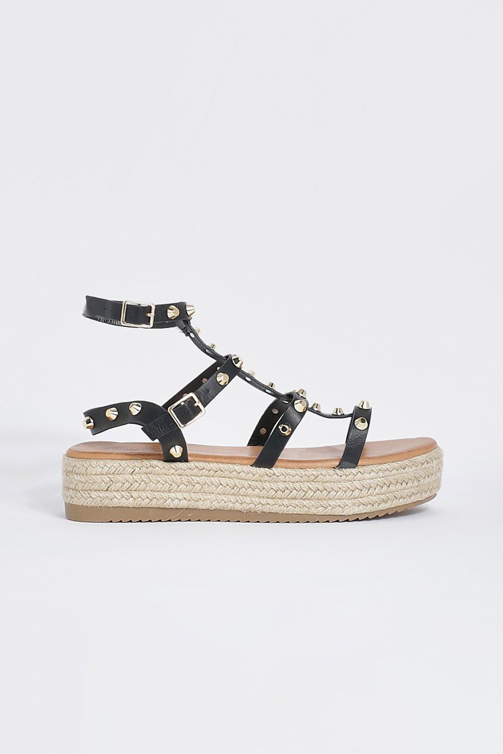 Studded Flatform Sandal boohoo