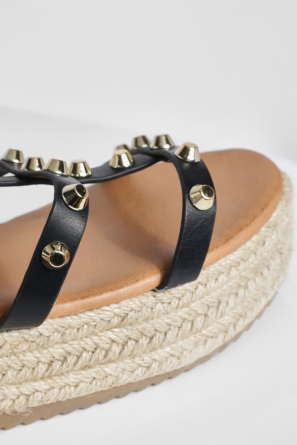 Studded Flatform Sandal boohoo