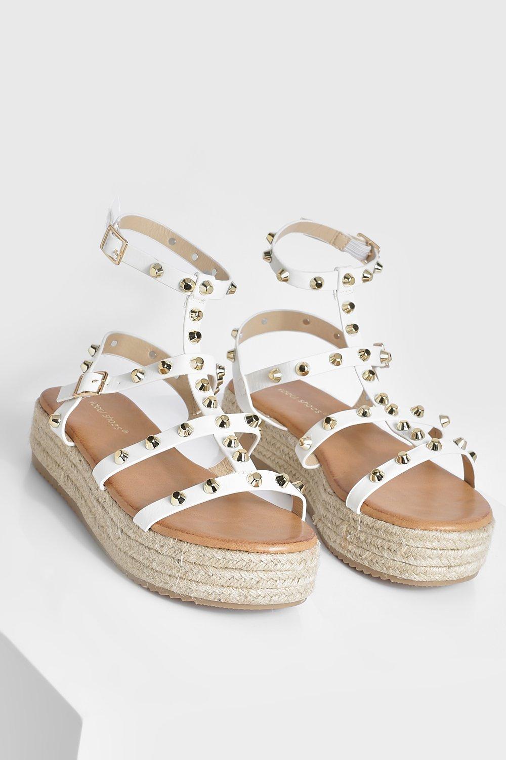 White studded hot sale flatforms