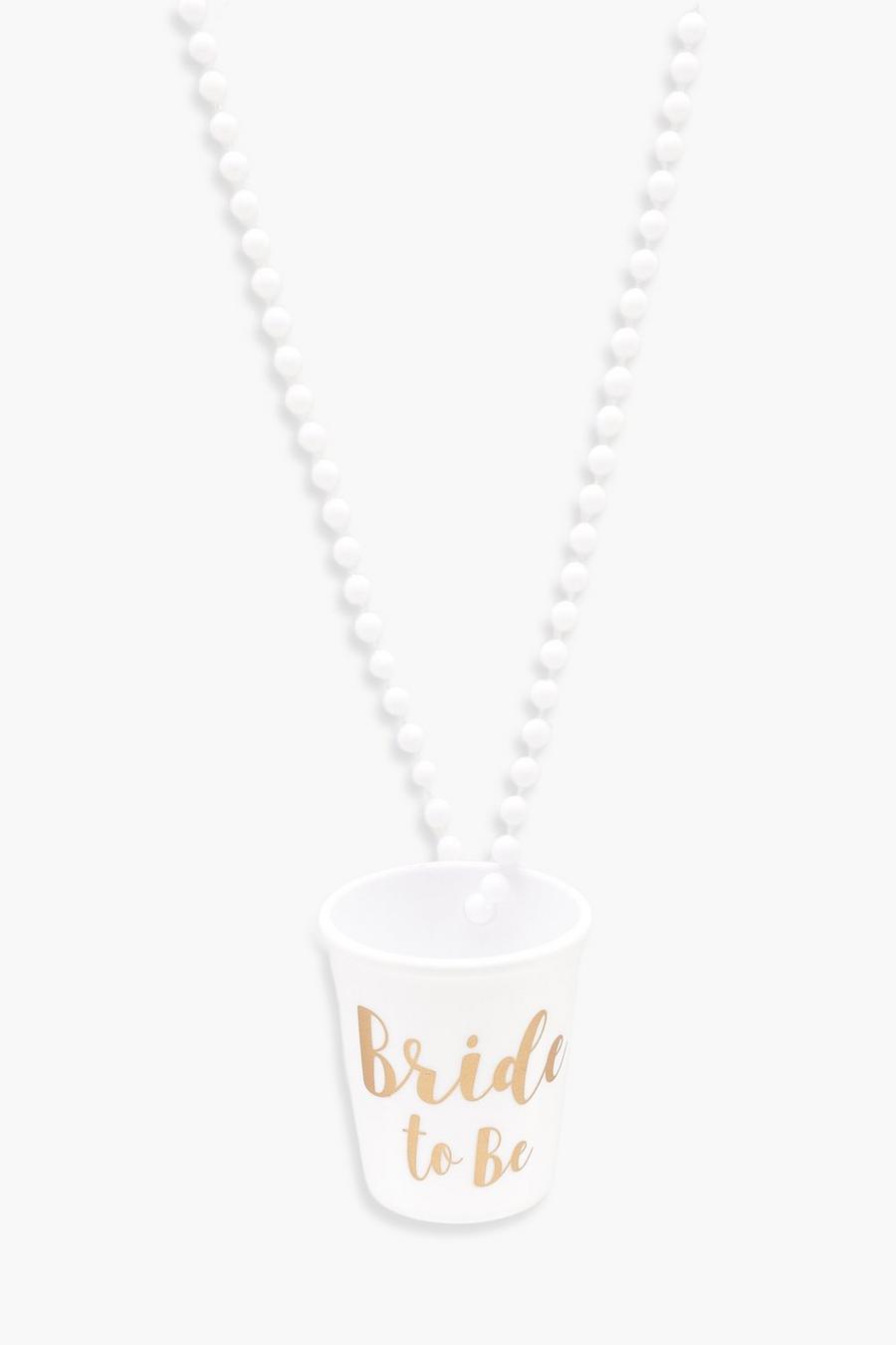 Collana di perle in vetro con scritta Bride To Be, White image number 1