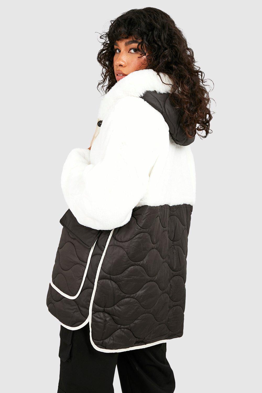 Quilted Faux Fur Jacket boohoo DK