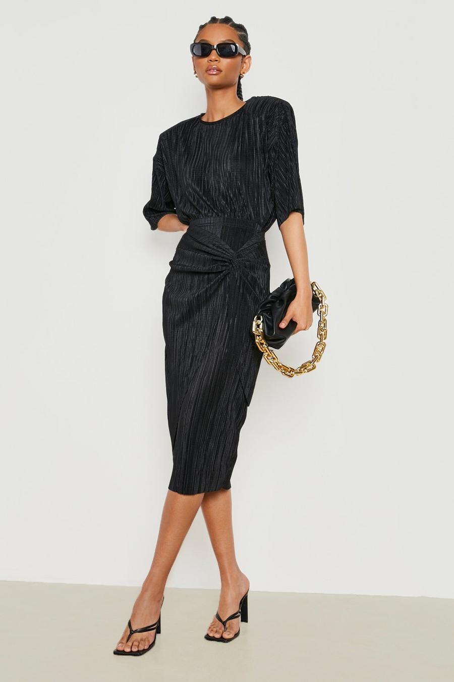 Black Tall Plisse Midi Skirt image number 1