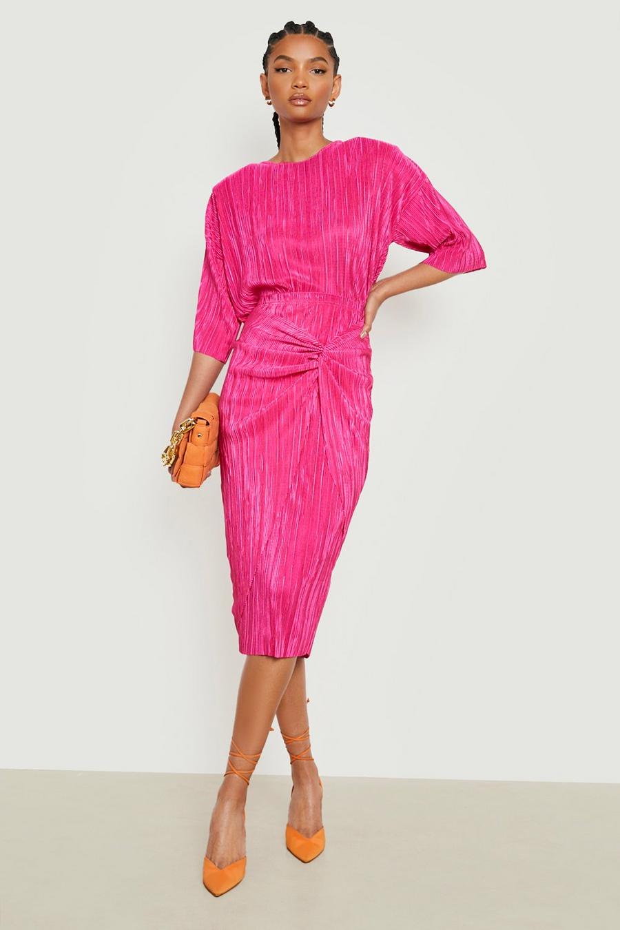 Hot pink Tall Plisse Midi Skirt image number 1
