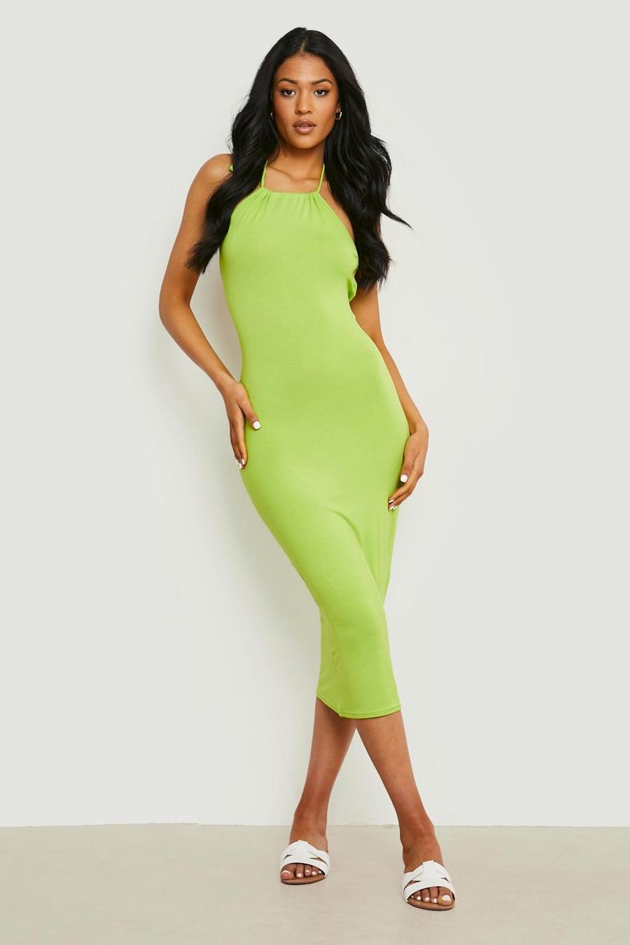 Lime Tall Halter Neck Midi Dress image number 1