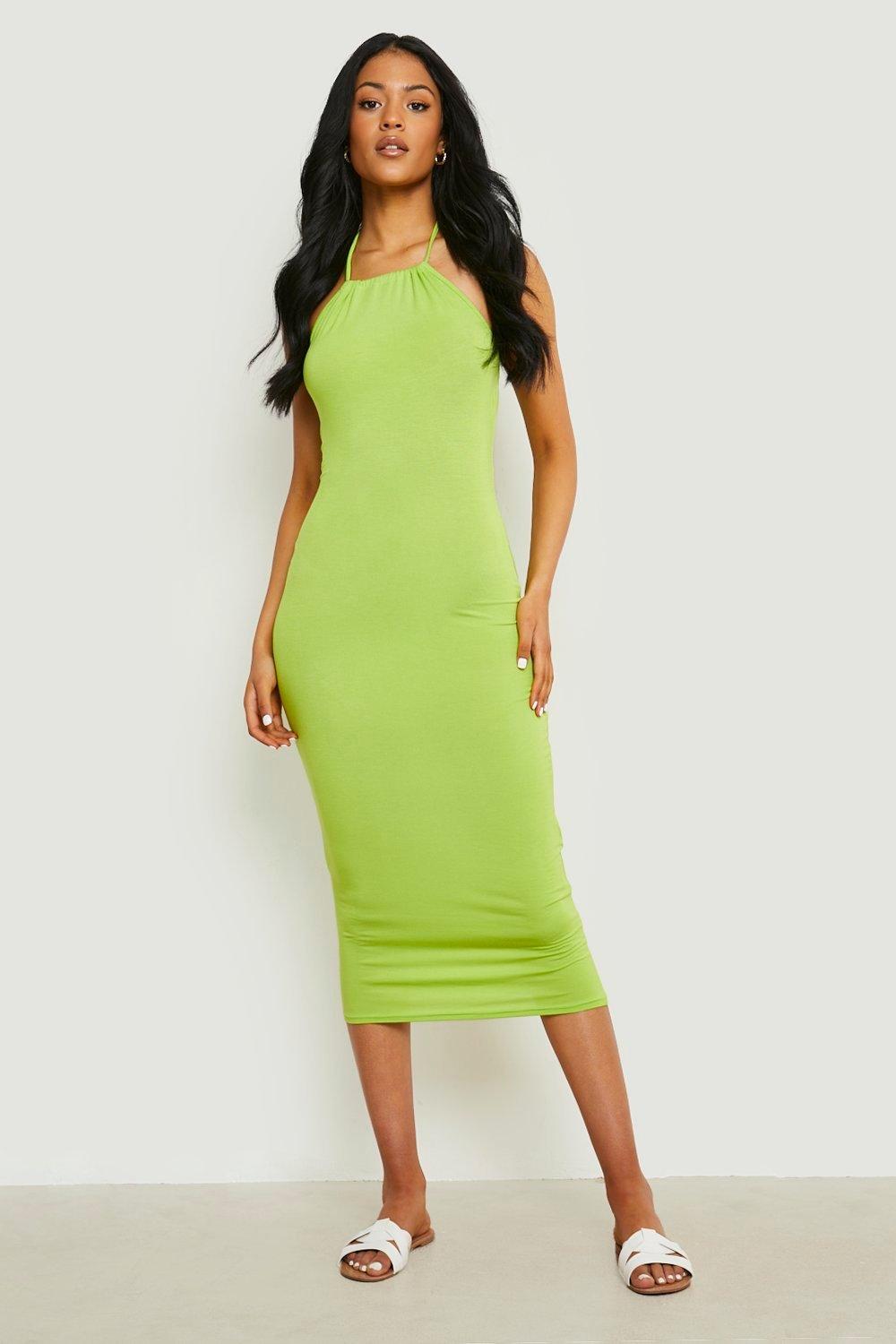 neon green halter dress