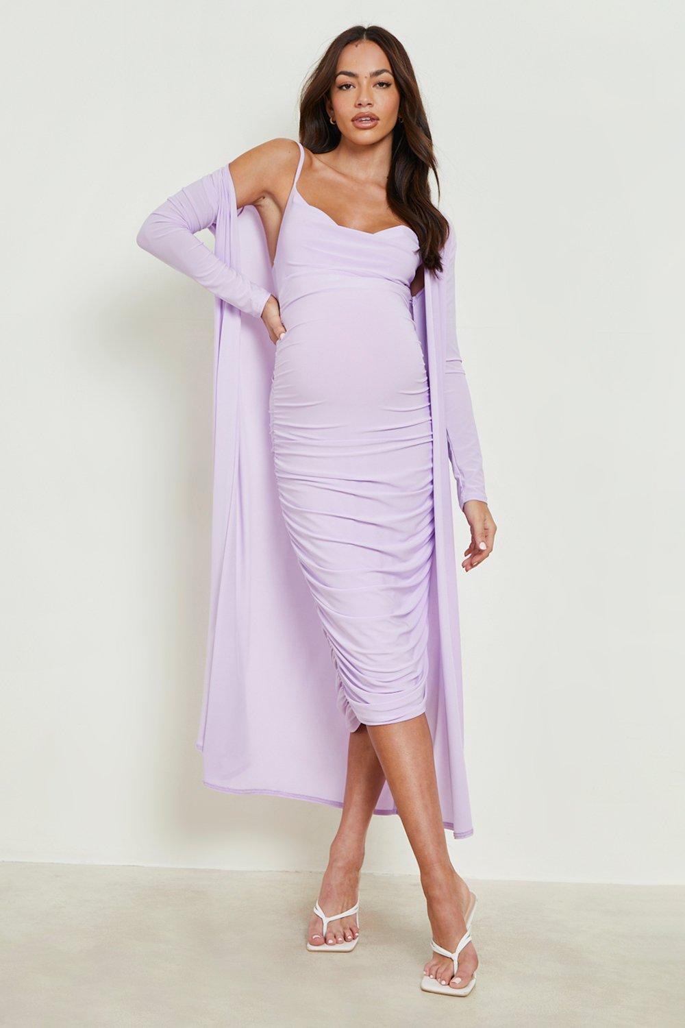 Maternity Strappy Cowl Neck Dress And Duster