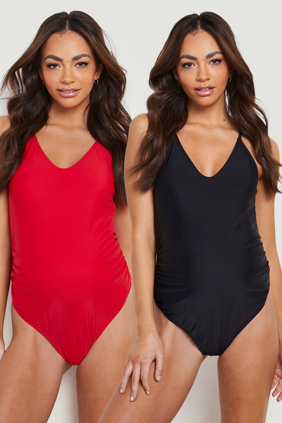 Redblk Maternity Strappy Basic 2 Pack Swimsuit image number 1