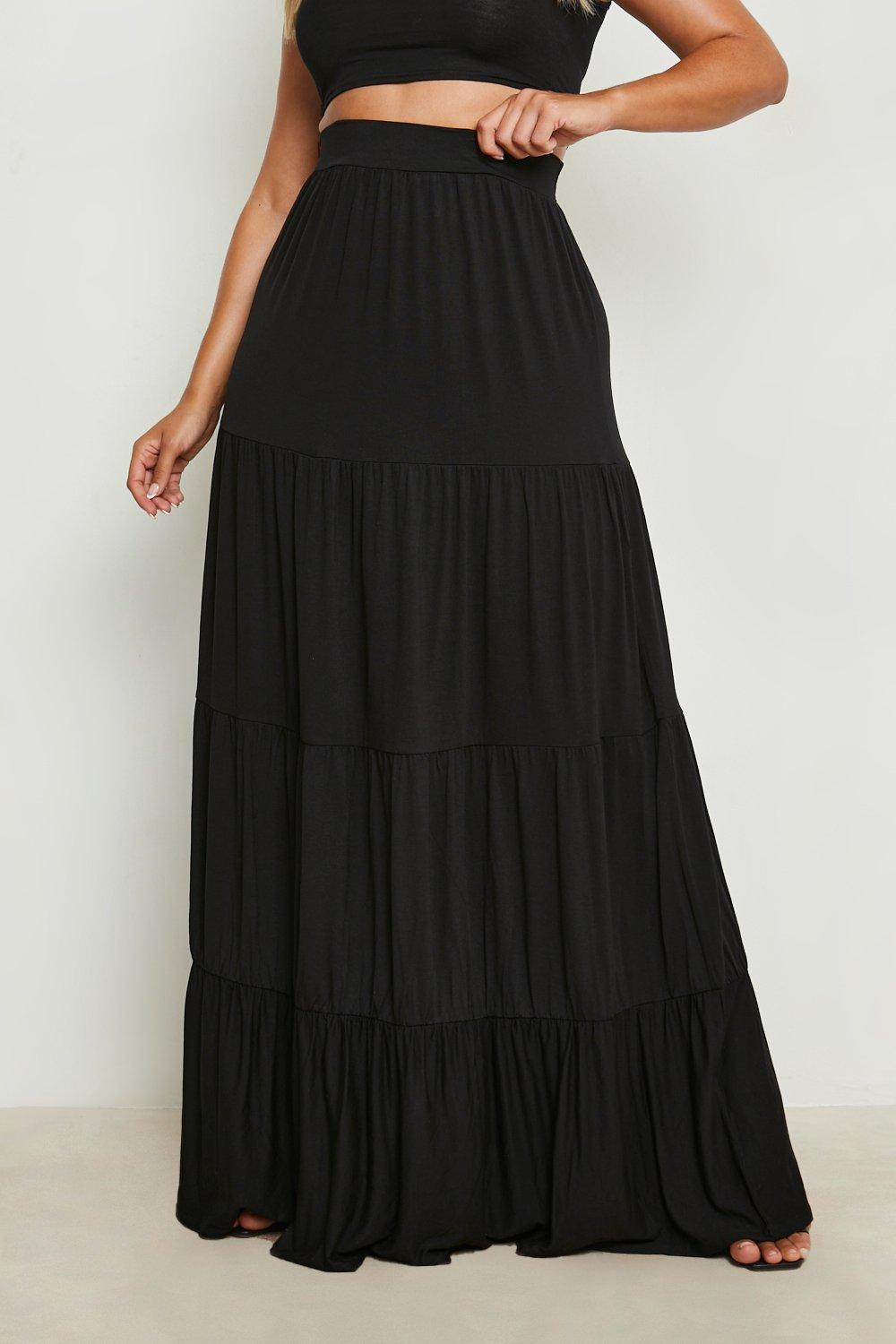 Black tiered hotsell maxi skirt uk