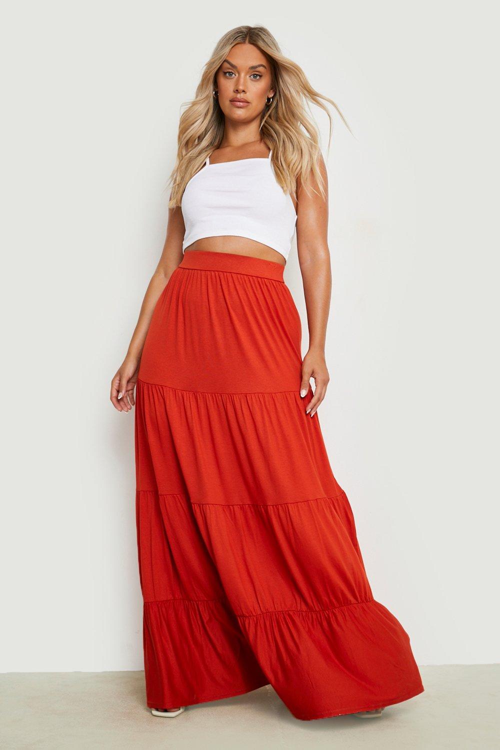 Knit tiered maxi outlet skirt