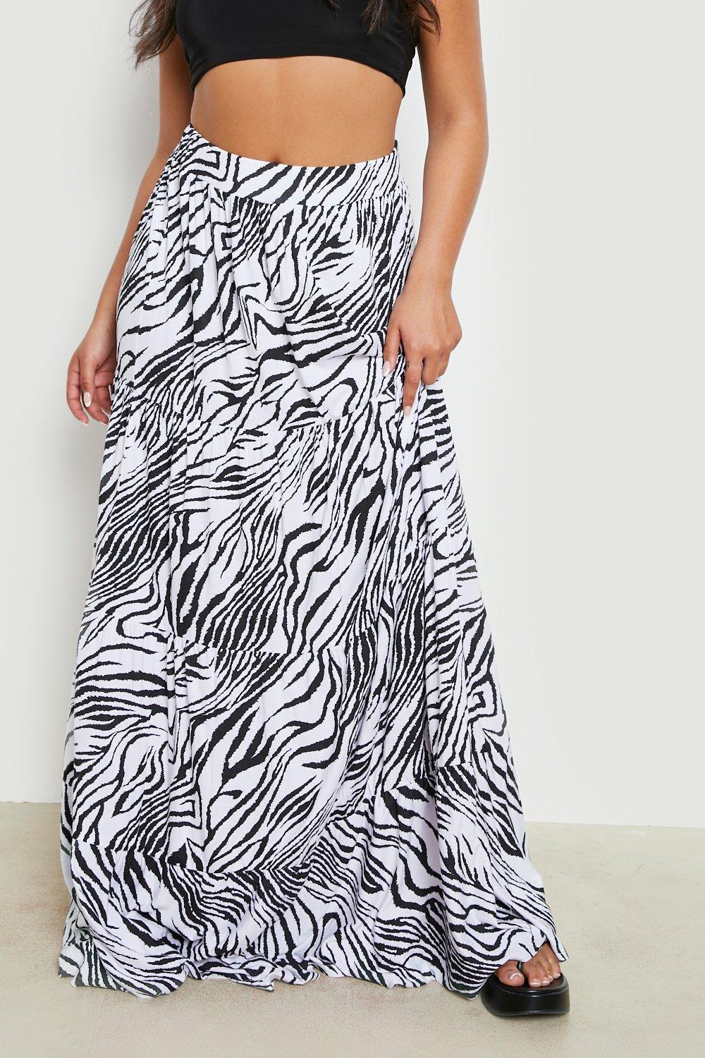 Zebra print skirt on sale boohoo