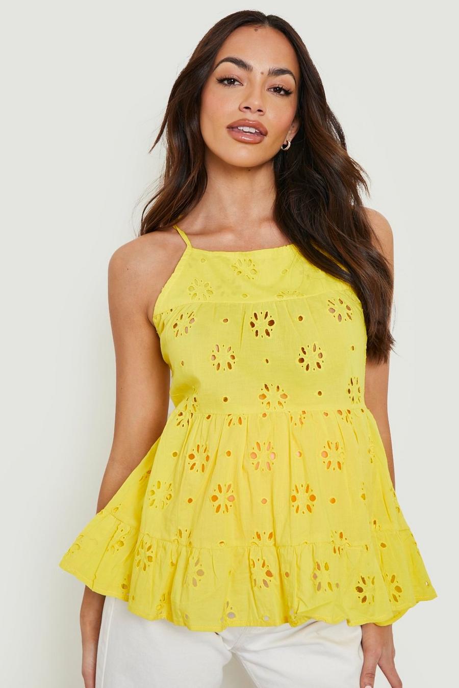 Lemon Maternity Broderie Strappy Smock Top image number 1