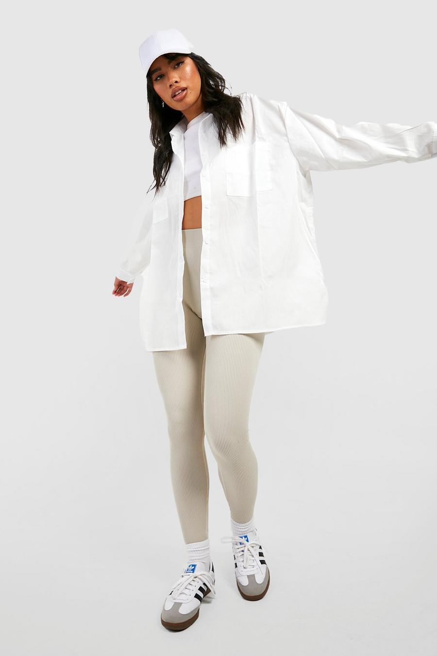Megan Fox - Camisa oversize de algodón popelina con detalle de bolsillo (hasta talla 52), White blanco