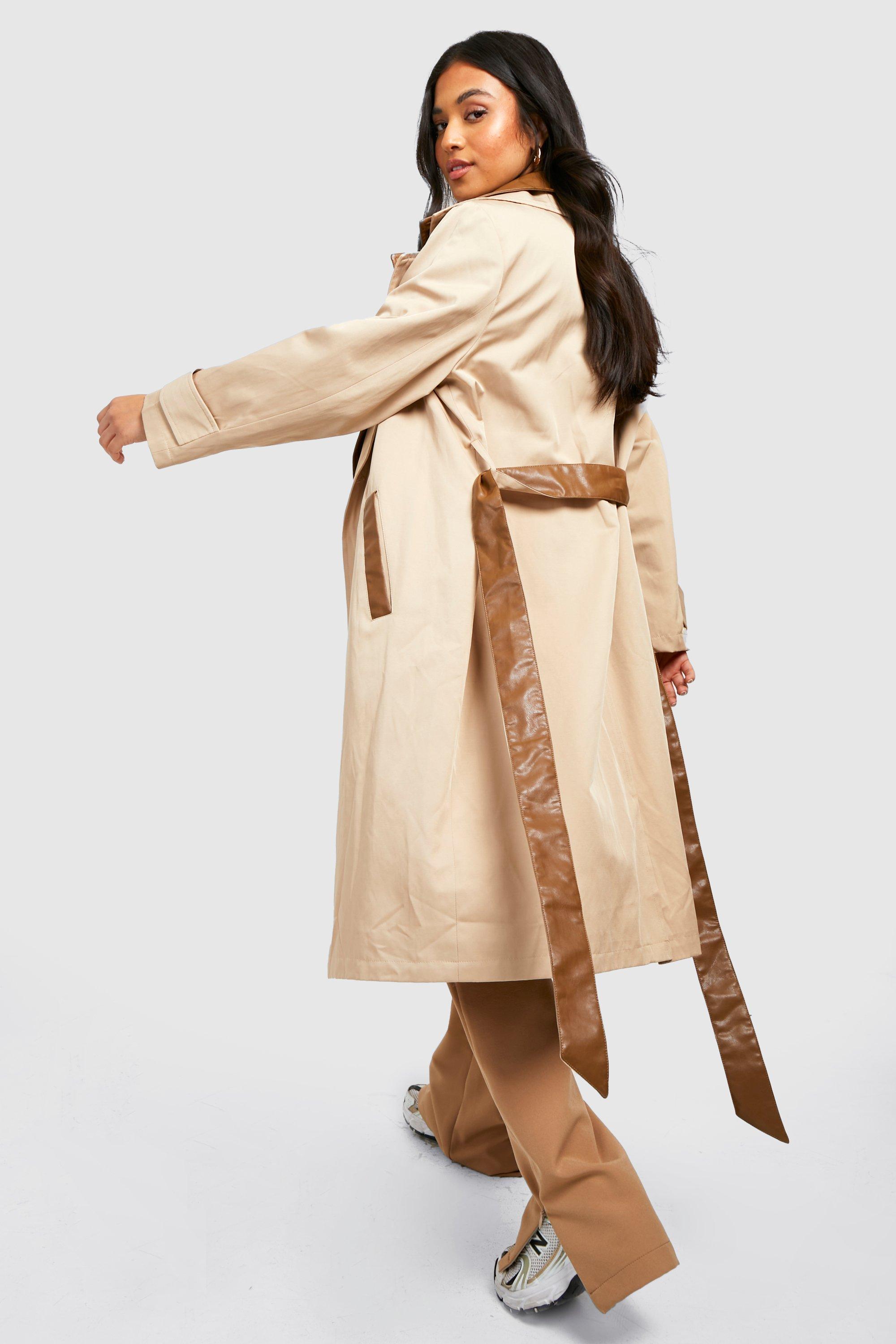 Women's petite clearance long trench coat