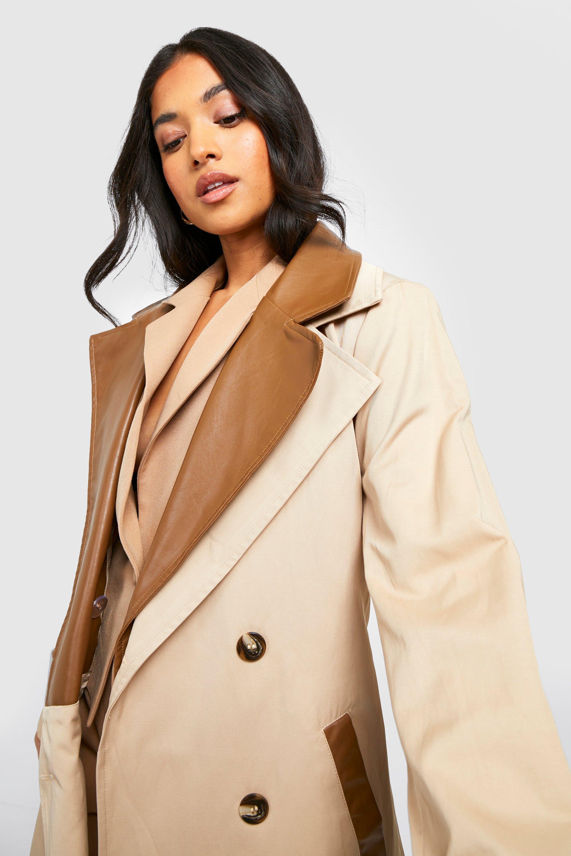 boohoo Women's Petite Belted Trench Coat