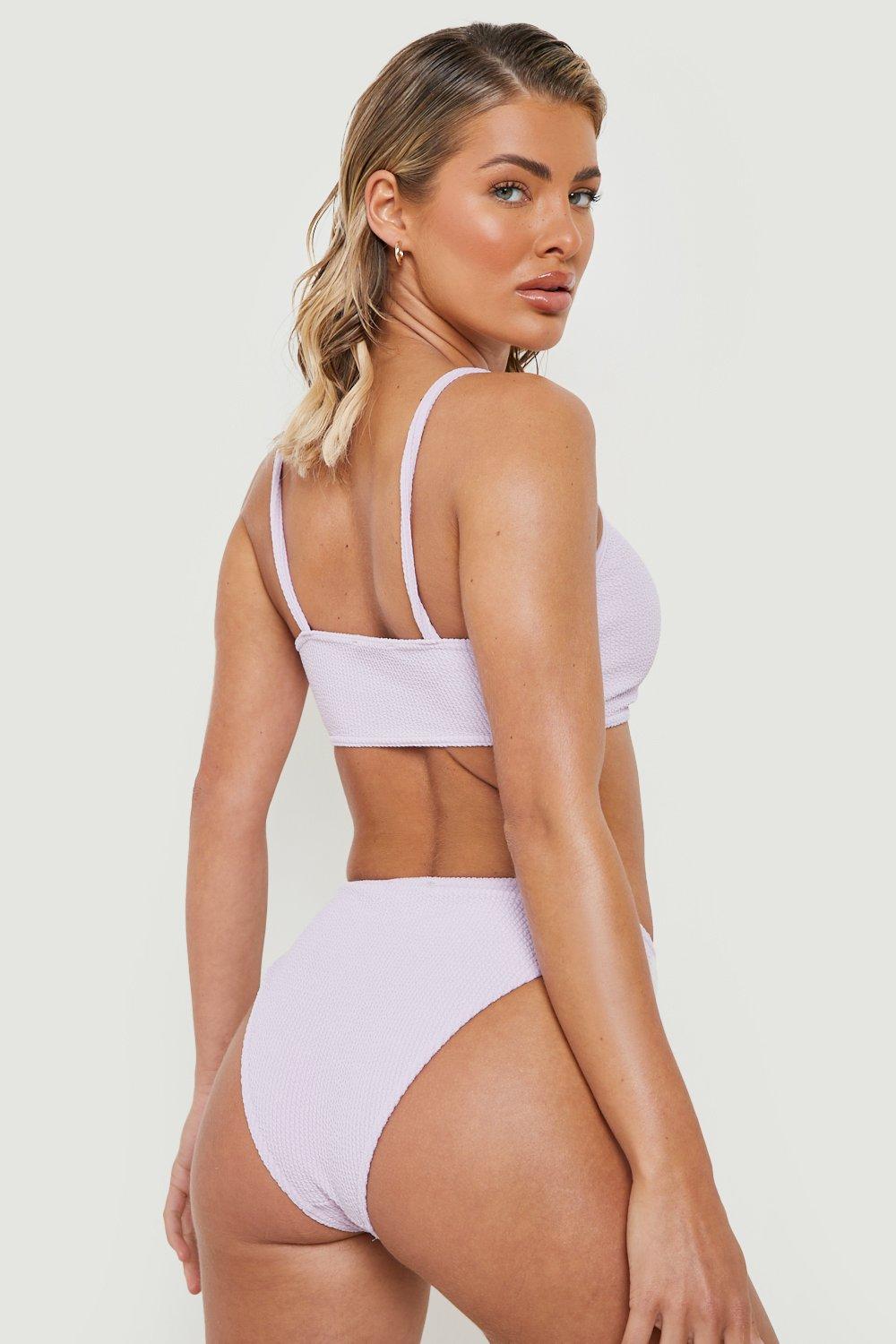 Crinkle Ruched Strappy Hipster Bikini Set