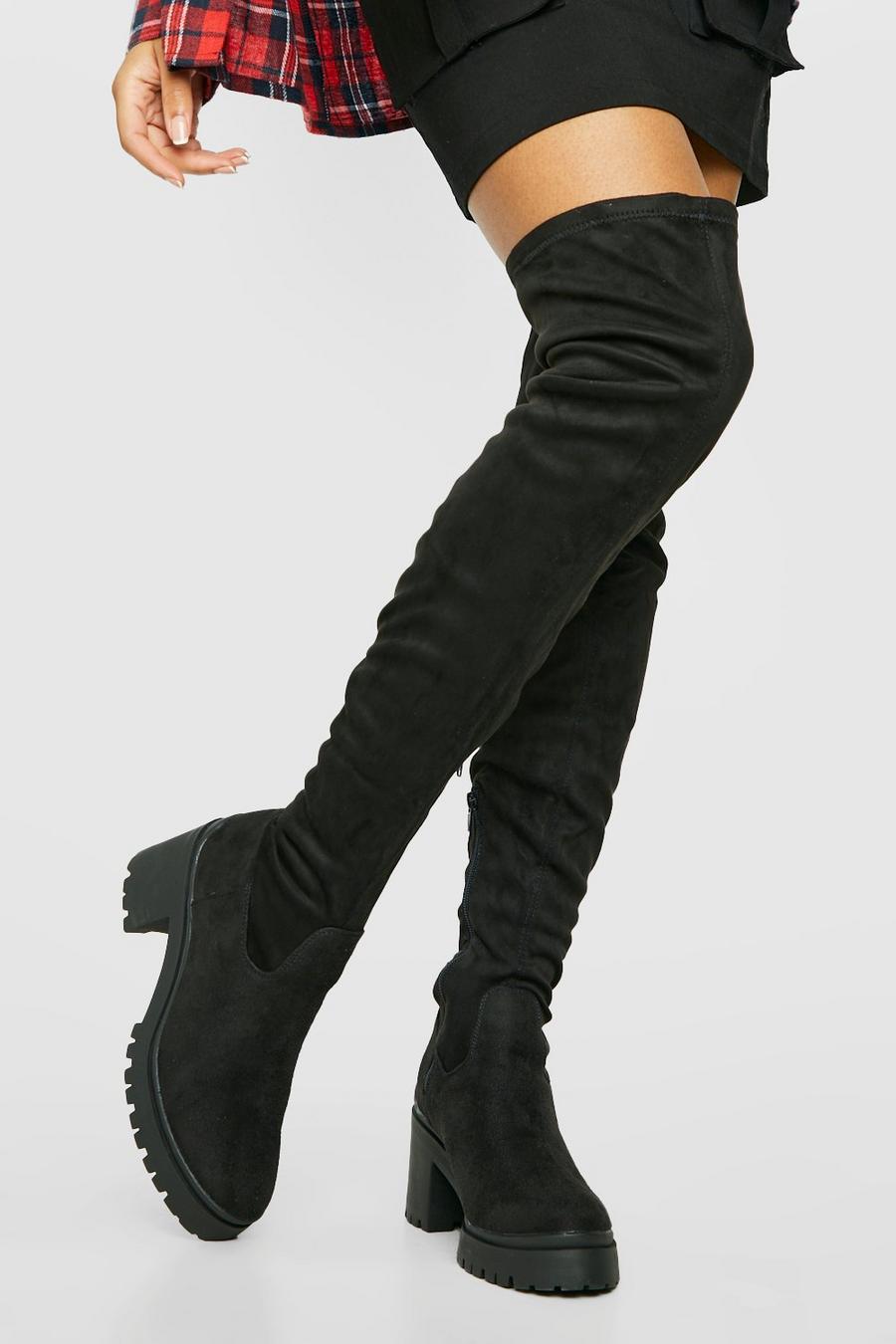 Dames Schoenen voor voor Laarzen voor Overknee laarzen Kniehoge Chelsea Boots Met Dikke Zool in het Zwart ASOS Celestial 